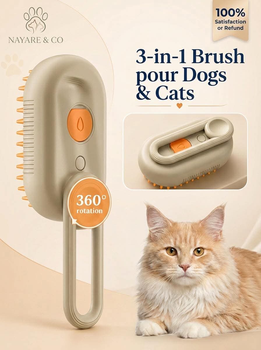 3-in-1 Pet Grooming Brush for Dogs & Cats | Self-Cleaning Massage & Hair Removal Comb