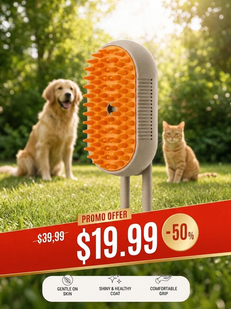 3-in-1 Pet Grooming Brush for Dogs & Cats | Self-Cleaning Massage & Hair Removal Comb