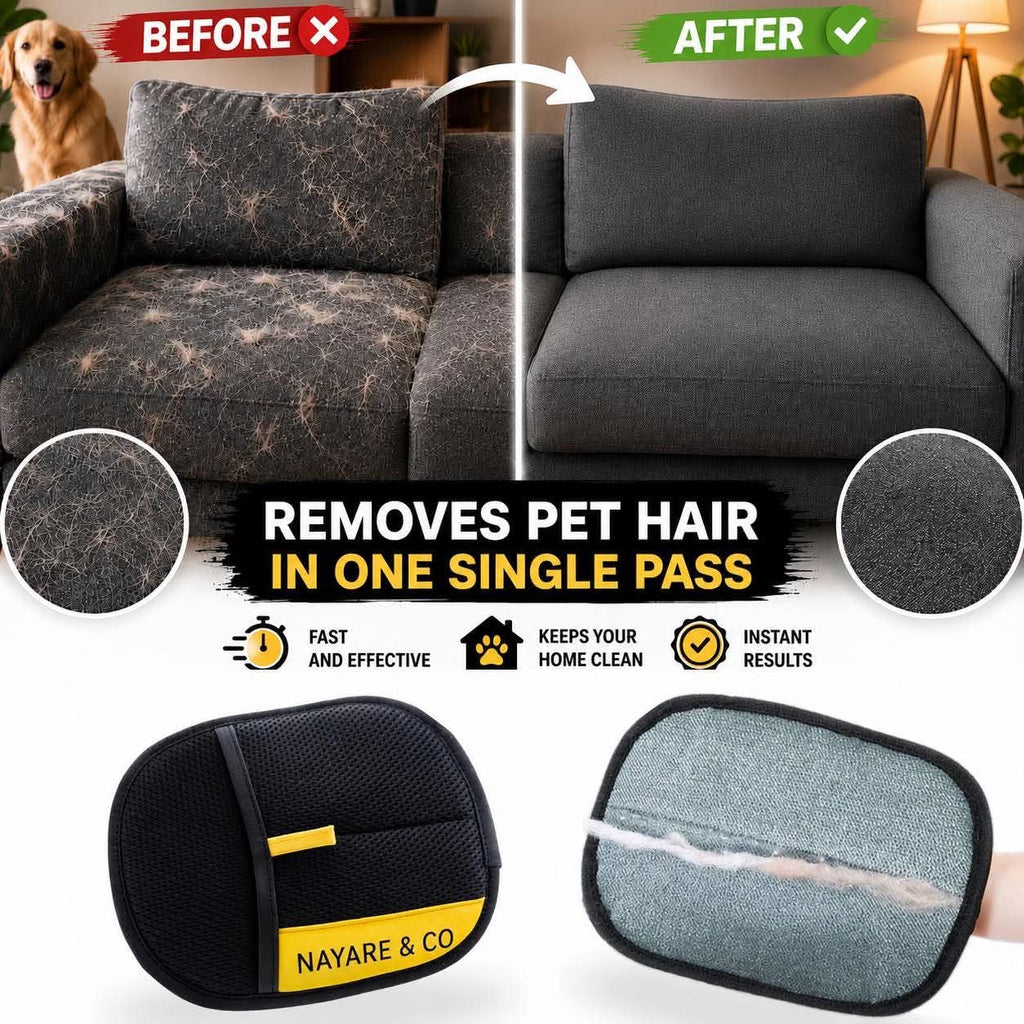 Reusable Pet Hair Remover Glove for Sofa, Carpet & Furniture | Dog & Cat Fur Cleaner