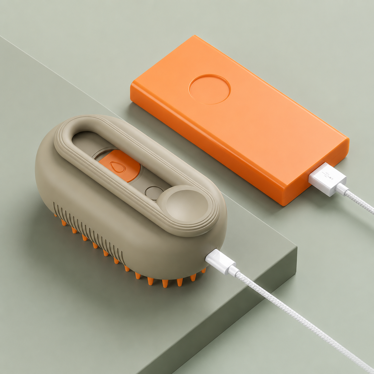 Brosse vapeur NAYA PARIS en charge via câble USB-C